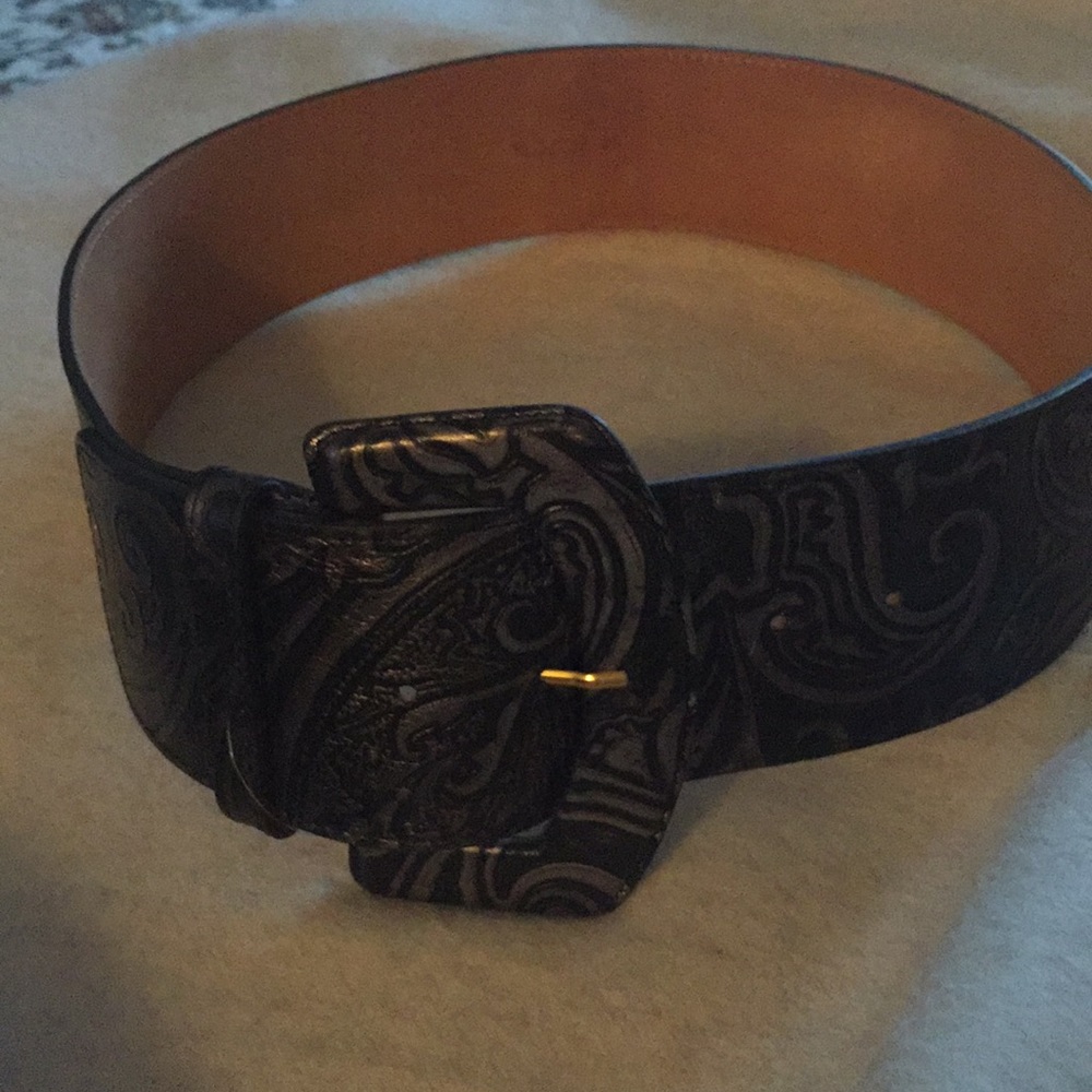 Wide Etro embossed belt